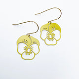 Mini Pansy Flower earrings in Yellow