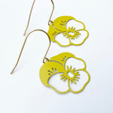 Mini Pansy Flower earrings in Yellow