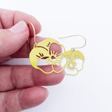 Mini Pansy Flower earrings in Yellow