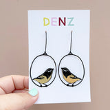 Spotted Pardalote earrings in Black/Yellow/White - Second