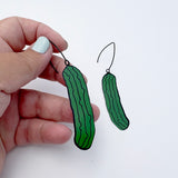 Pickle Earrings in Black/Green