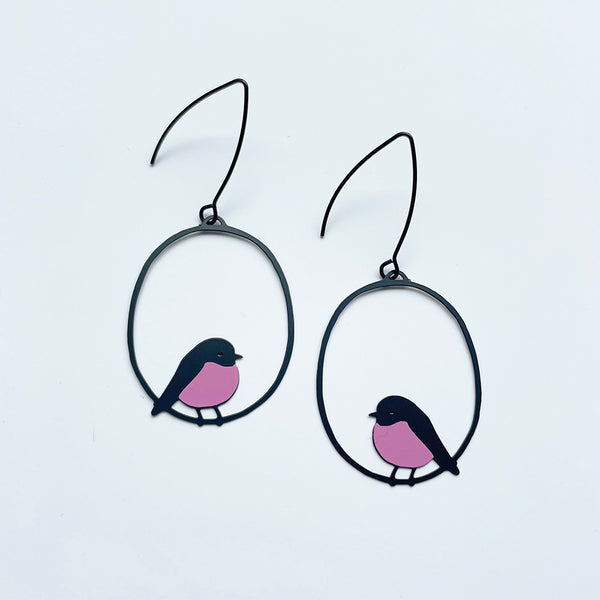 Midi Robin earrings in Pink/Black – denzandco