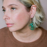 Midi Alocasia plant earrings in Green/White
