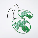 Midi Watermelon Peperomia plant earrings in Greens
