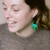 Midi Watermelon Peperomia plant earrings in Greens