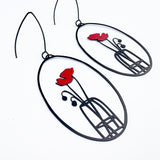 Poppy Vase earrings in Black/Red