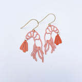 Midi Prawn dangle earrings in Coral