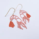 Midi Prawn dangle earrings in Coral