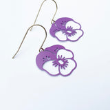 Mini Pansy Flower earrings in Purple