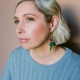 Rainbow Lorikeet earrings in Black/Rainbow