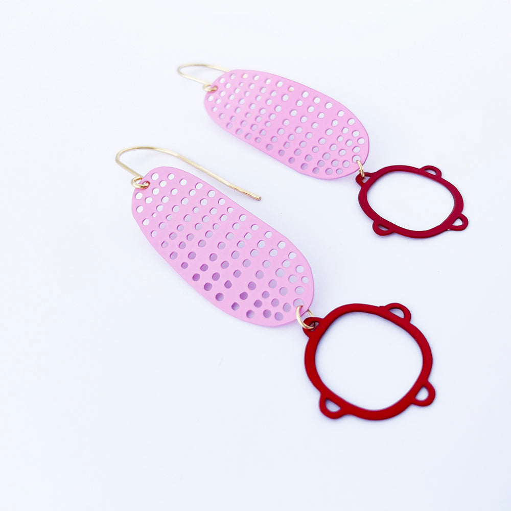 Shape Dangles in Pink & Red