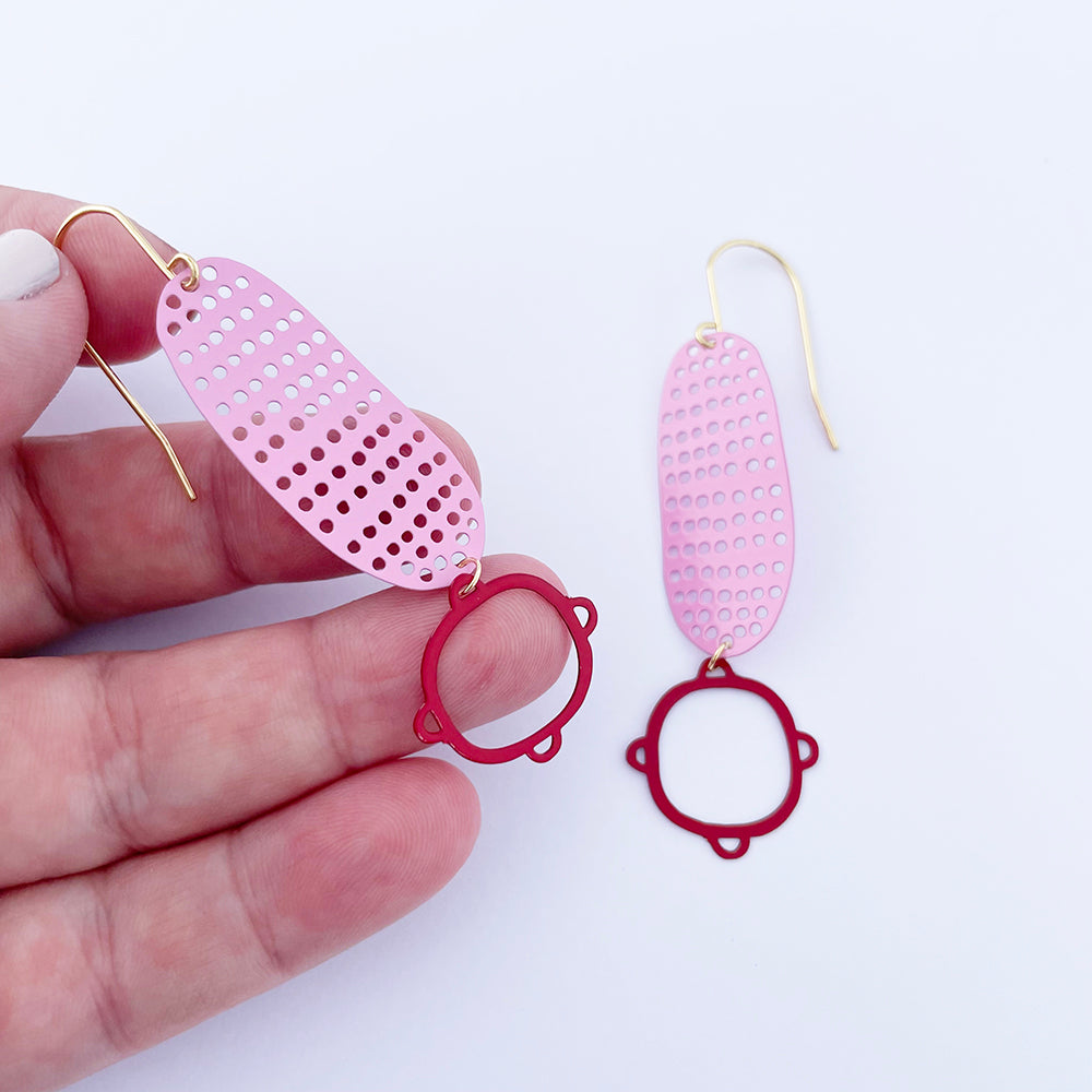 Shape Dangles in Pink & Red