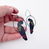 Red Tailed Black Cockatoo earrings