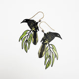 Regent Honeyeater earrings in Black/Yellow/Green