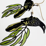 Regent Honeyeater earrings in Black/Yellow/Green