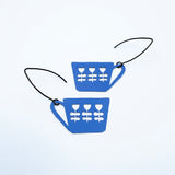 Mini Scandi Tea Cup Earrings in Cobalt Blue