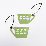 Mini Scandi Tea Cup Earrings in Soft Green