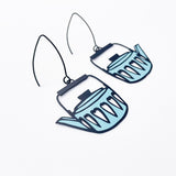 Midi Scandi Tea Pot earrings in Vintage Blue