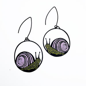 Snail earrings in Black, Pink & Lime