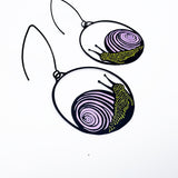 Midi Snail earrings in Black/Pink/Lime