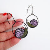 Midi Snail earrings in Black/Pink/Lime