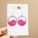 Snail earrings in Hot Pink/Lime/Lilac