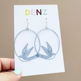 Swallow earrings in Dove Grey