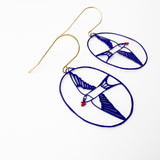 Midi Love Swallow earrings in Blue/Red