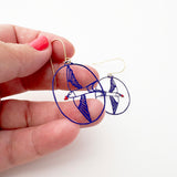 Midi Love Swallow earrings in Blue/Red