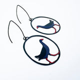 Swamp Hen earrings in Black, Blue & Red
