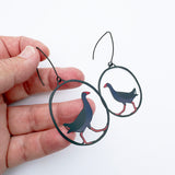 Swamp Hen earrings in Black, Blue & Red