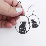 Midi Tasmanian Devil Earrings in Black/White