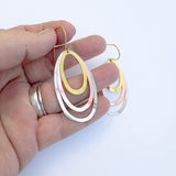 Midi Triple Oval earrings in Mixed Metals