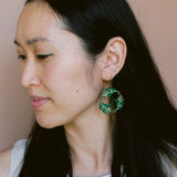 Wattle Wreath earrings in Black/Green/Yellow