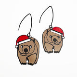 Midi Christmas Wombat earrings in Black/Brown/Red