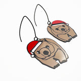 Midi Christmas Wombat earrings in Black/Brown/Red