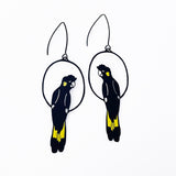 Yellow Tailed Black Cockatoo earrings