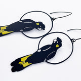 Yellow Tailed Black Cockatoo earrings