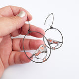 Midi Zebra Finch earrings in Black/Grey/Orange