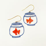 Mini Fishbowl earrings in Blue & Orange