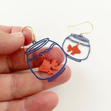Mini Fishbowl earrings in Blue & Orange