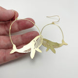 Whale earrings in Gold